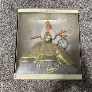 Barbie Celebration Doll in Gold and White Gown